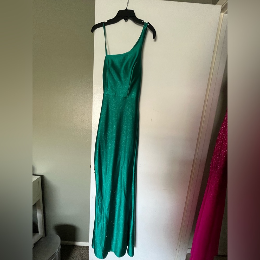 City Studio, green, sparkly, prom dress, size 5